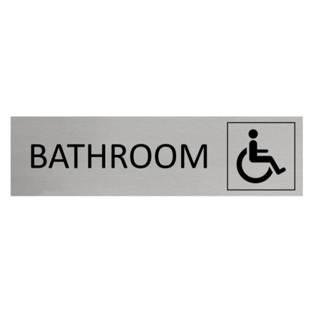 CombiCraft Aluminium Door Sign Bathroom Disabled 165x45mm / 6.5''x1.77'' with tape