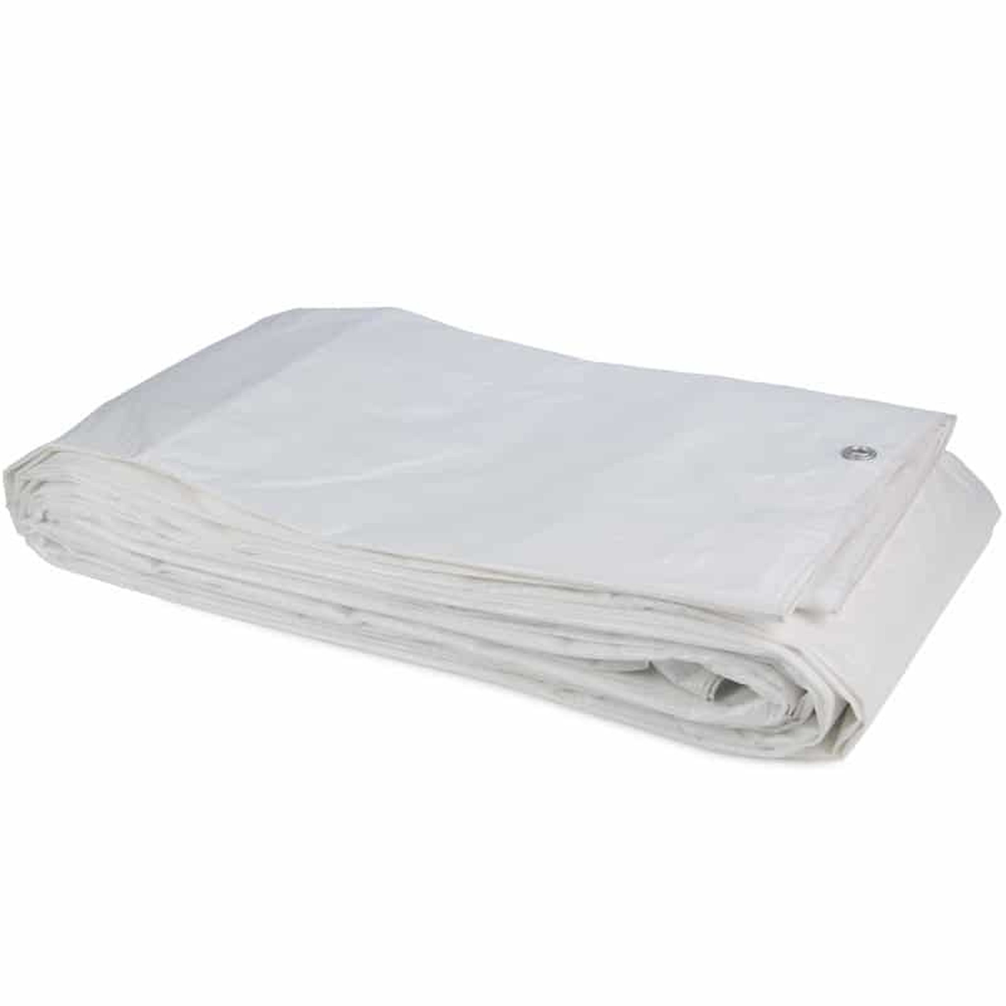 8x10 m PE Gewebeplane weiß 250 g/m2 – Ösen alle 50 cm, REACH-zertifiziert