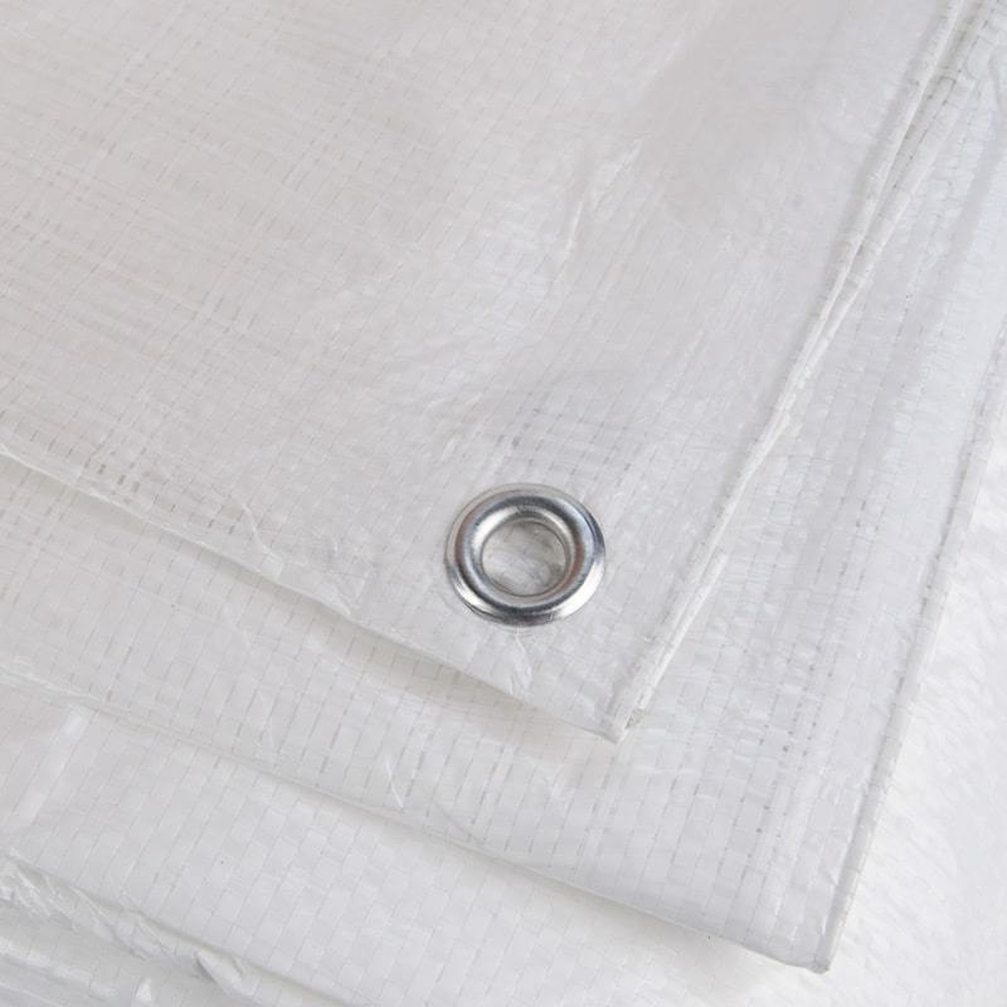 10x12 m PE Gewebeplane weiß 250 g/m2 – Ösen alle 50 cm, REACH-zertifiziert