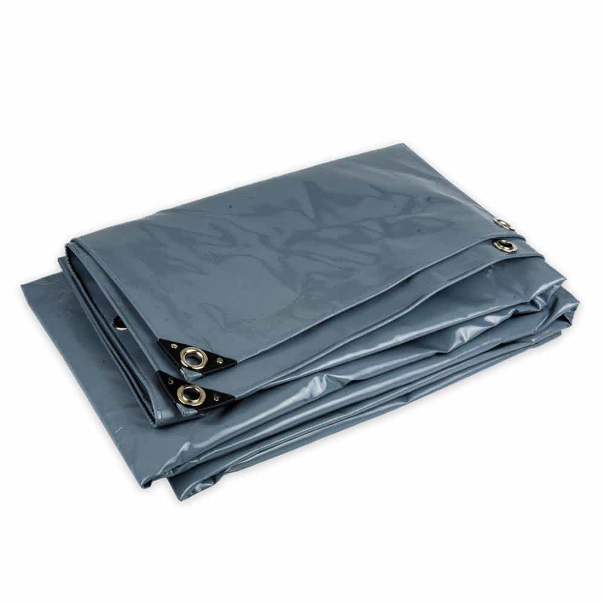 2 × 3m PVC Abdeckplane mit Metall Ösen grau 650 g/m2
