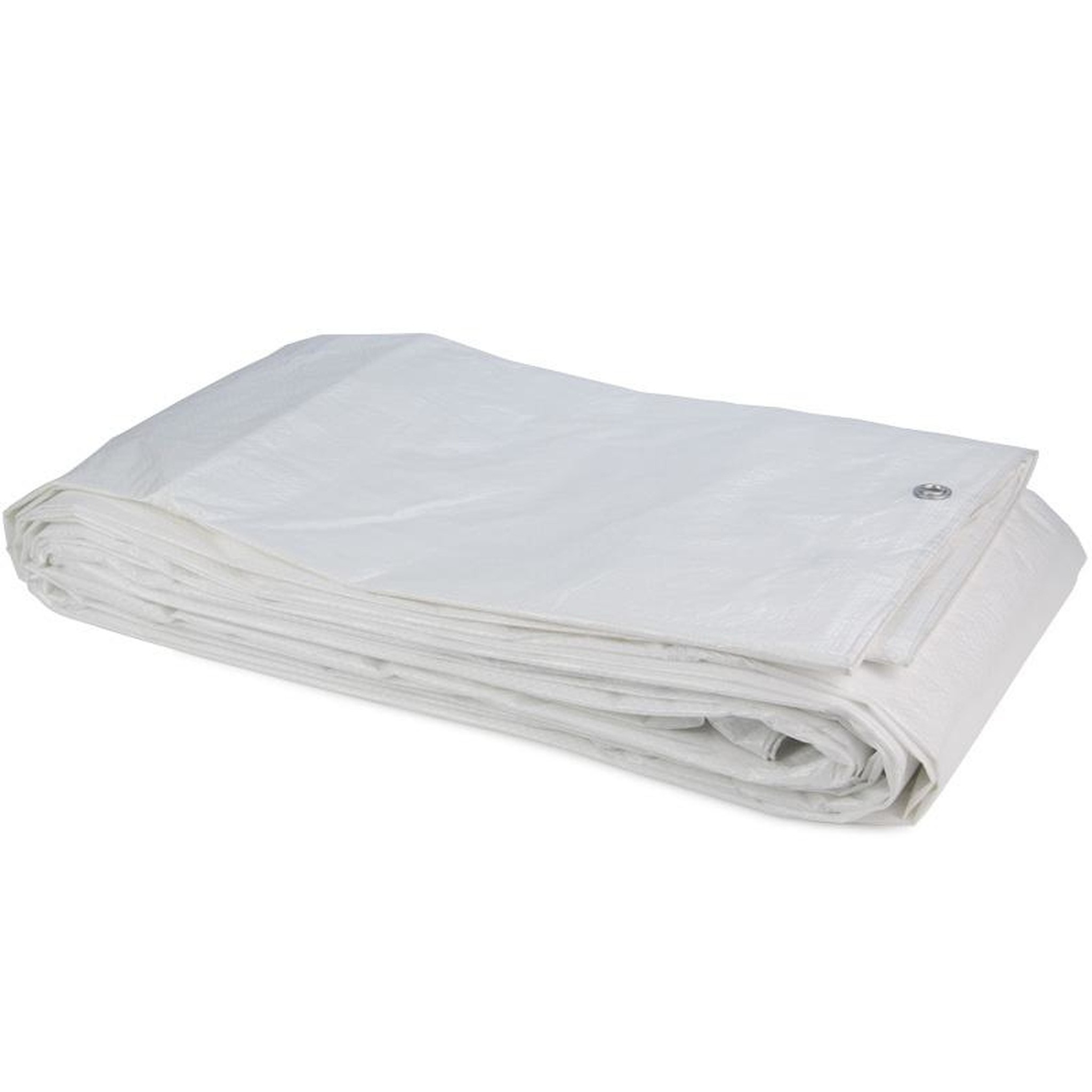 15x20 m PE Gewebeplane weiß 150 g/m2 – Ösen alle 50 cm, REACH-zertifiziert