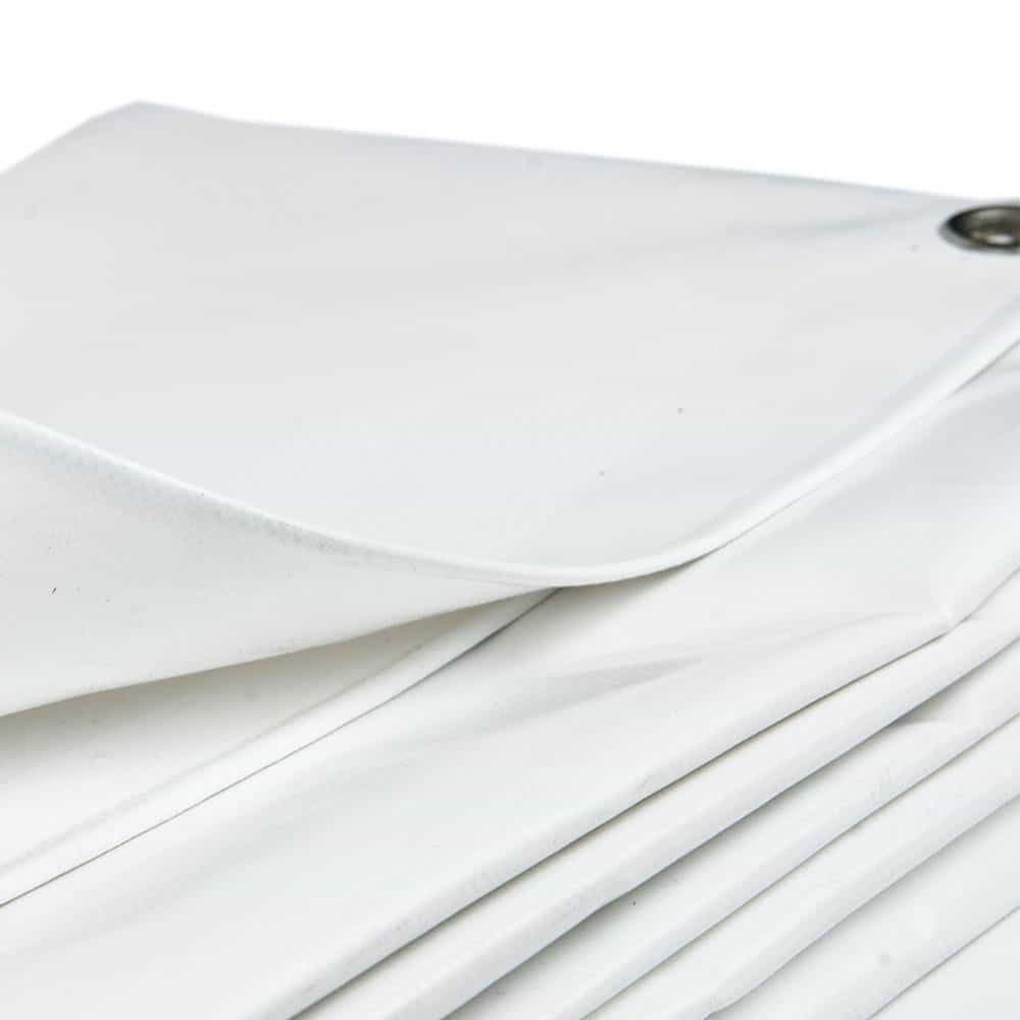 4x8 m PVC Abdeckplane weiß 650 g/m2 – Ösen alle 50 cm, REACH-zertifiziert
