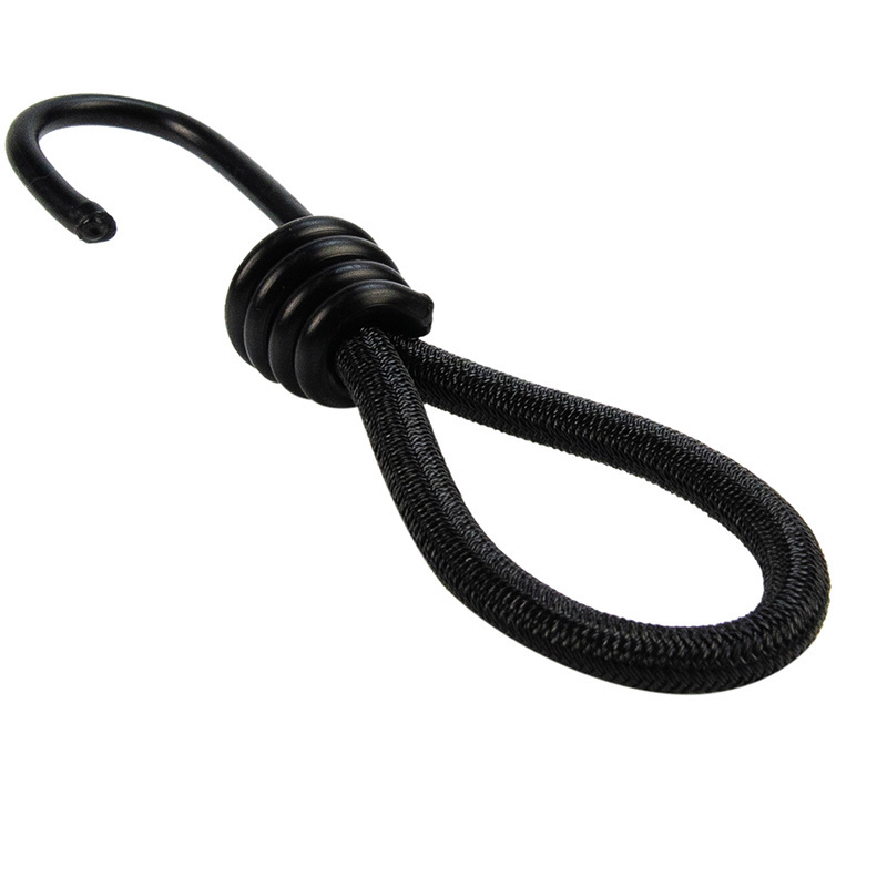 Elastischer Spanner 6mm Spin Haken 13cm schwarz belastbar bis 15KG PP