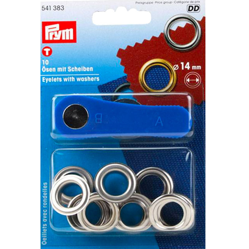 10x Metallösen 14mm mit Scheiben vernickelt