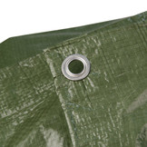 10x15 m PE Gewebeplane grün 150 g/m2 – Ösen alle 50 cm, REACH-zertifiziert