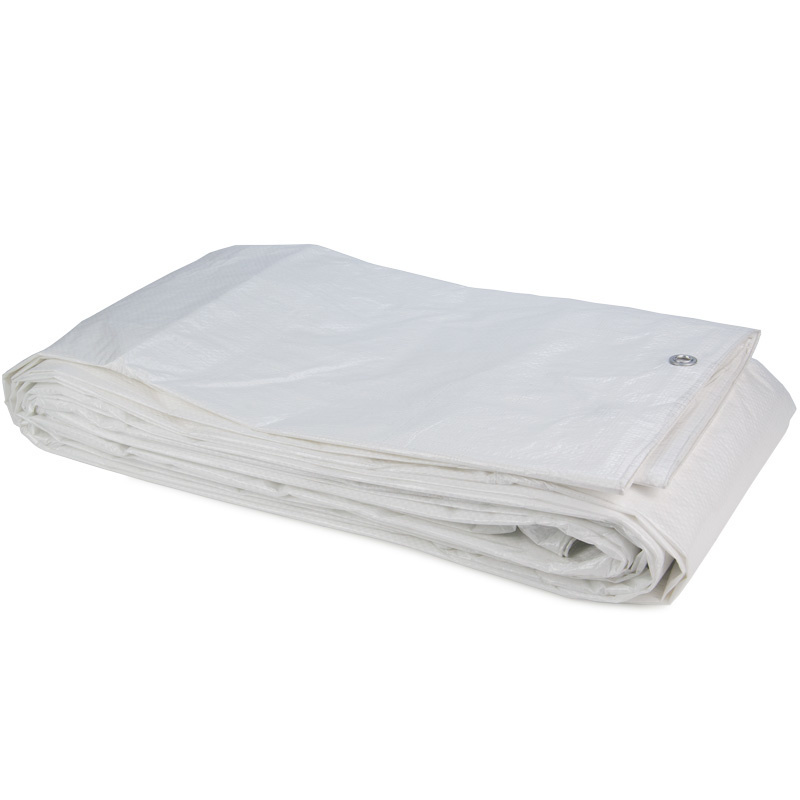 15x20 m PE Gewebeplane weiß 150 g/m2 – Ösen alle 50 cm, REACH-zertifiziert