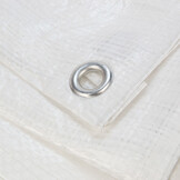 20x20 m PE Gewebeplane weiß 150 g/m2 – Ösen alle 50 cm, REACH-zertifiziert