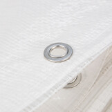 20x20 m PE Gewebeplane weiß 150 g/m2 – Ösen alle 50 cm, REACH-zertifiziert