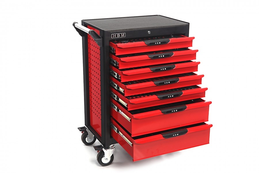 Chariot à Outils CLP Avec Roulettes - 2 Tiroirs + Étagères - Design Noir Moderne Et Mobile