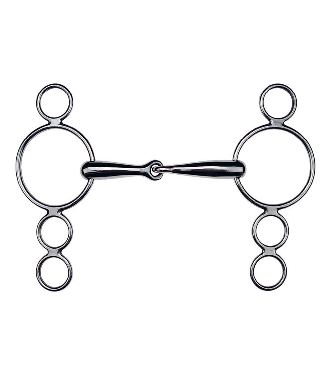 FEELING JOINTED SOLID 4-RINGS GAG BIT
