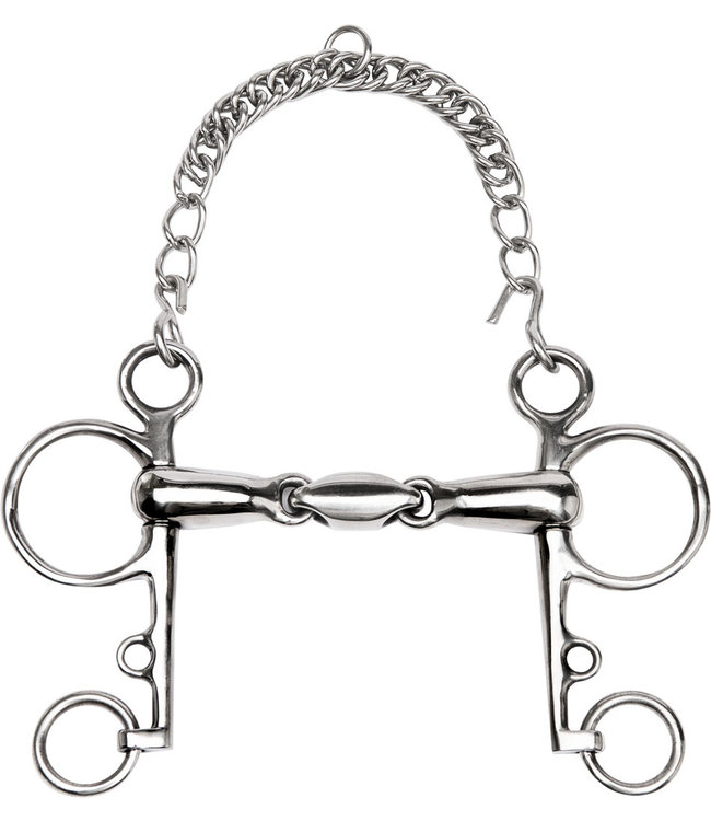 FEELING "ANATOMIC" PELHAM BIT WITH LONG CHEEKS, Hollow Mouthpiece