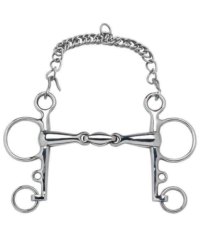 FEELING "ANATOMIC" PELHAM BIT WITH LONG CHEEKS, Hollow Mouthpiece