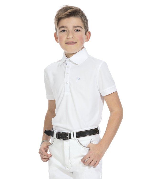 EQUITHÈME MESH BOYS SHORT SLEEVED POLO - White