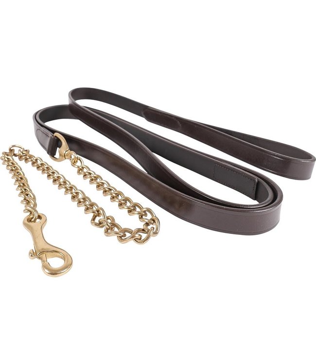 BREEZE UP LEATHER STALLION LEAD 30" Brass Chain