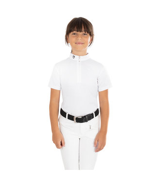 EQUESTRO EQUESTRO 'LUSINEH'  GIRLS SS WHITE POLO SHIRT in stretch material