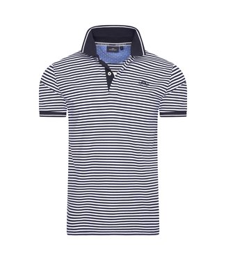 HV Equestrian HVS 'GIL' STRIPE POLO SHIRT - Navy/White
