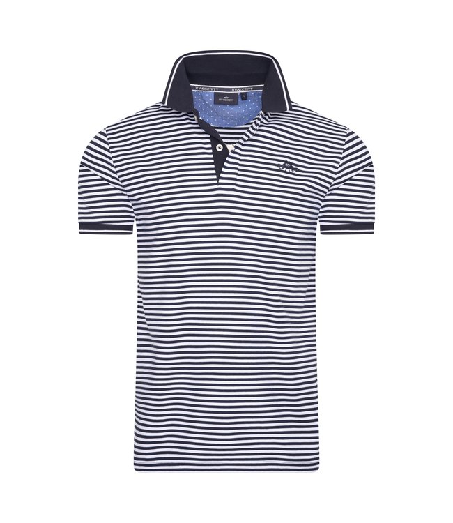 HVS 'GIL' STRIPE POLO SHIRT - Navy/White