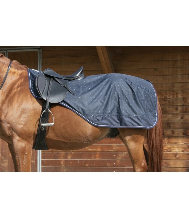 EQUITHÈME 'TYREX 600D' FLEECE-LINED BACK COVER - Navy/White