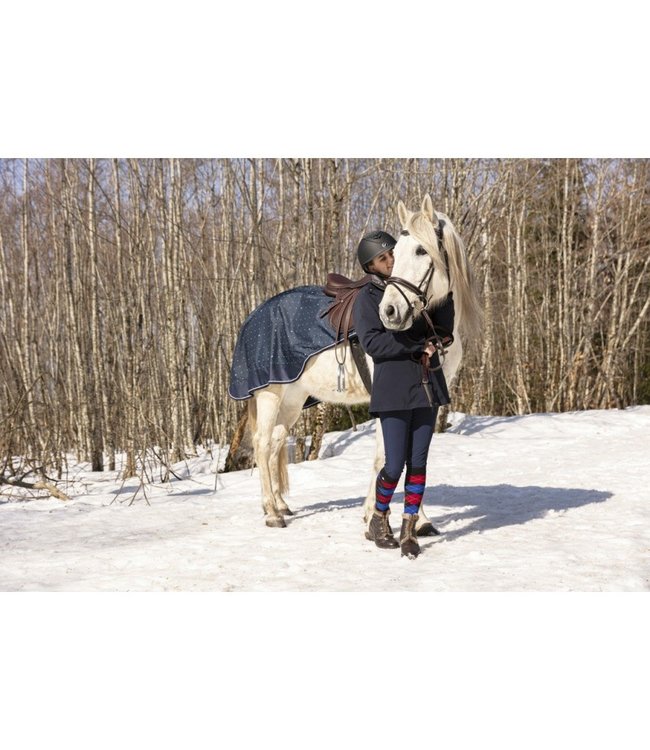 EQUITHÈME 'TYREX 600D' FLEECE-LINED BACK COVER - Navy/White