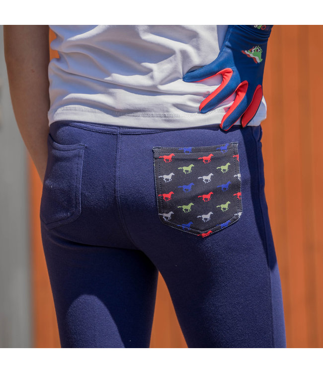 HORKA 'TIKI' JUNIOR SLIM FIT RIDING BREECHES - Blue