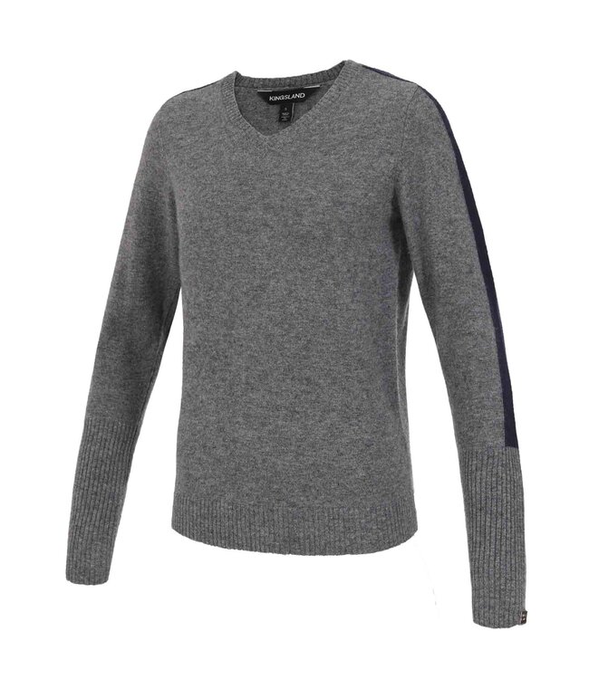 KINGSLAND 'FIA' LADIES KNITTED V-NECK - Melange Grey