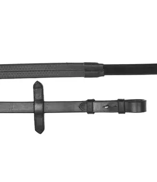 Mackey MACKEY CLASSIC LEATHER RUBBER GRIP REINS 3/4IN - Black