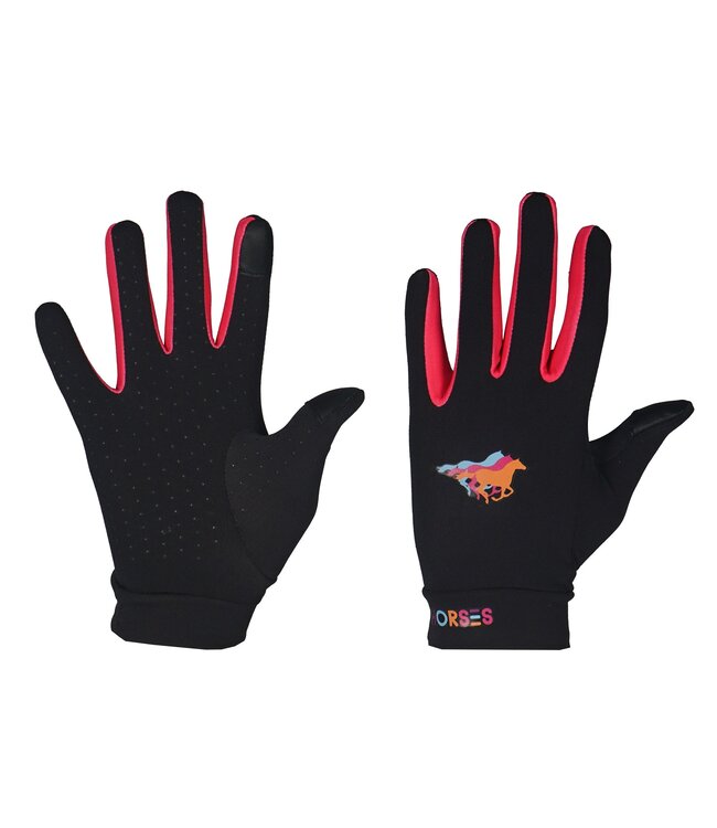 RED HORSE KIDS GLOVES - Black/Pink