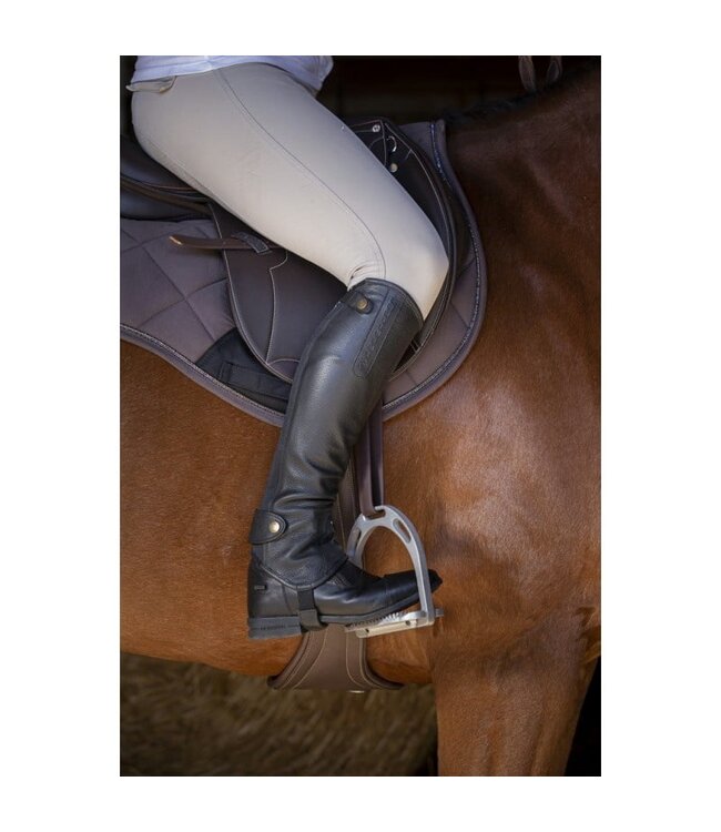 EQUITHÈME SOFT LEATHER HALF CHAPS - Black Short