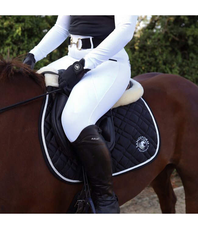 SANDSTORM LUXE PERFORMANCE HYBRID LEGGINGS - White/Black Seat