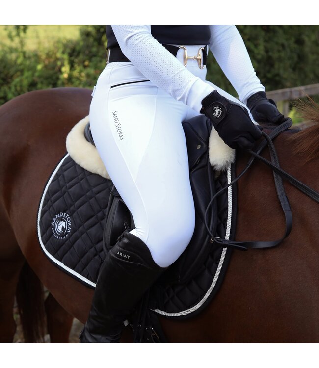 SANDSTORM LUXE PERFORMANCE HYBRID LEGGINGS - White/Black Seat