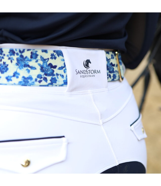 SANDSTORM LUXE PERFORMANCE HYBRID LEGGINGS - White/Navy Seat
