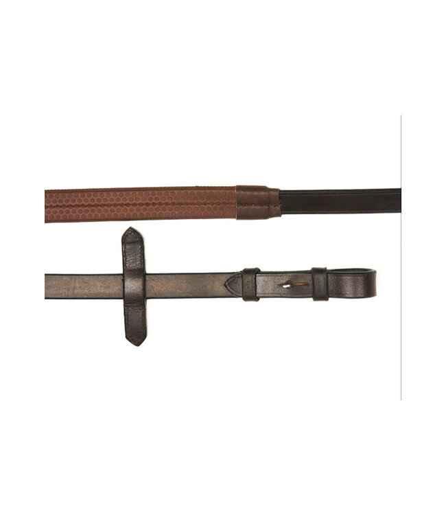 MACKEY CLASSIC LEATHER RUBBER GRIP REINS 5/8IN  - Brown