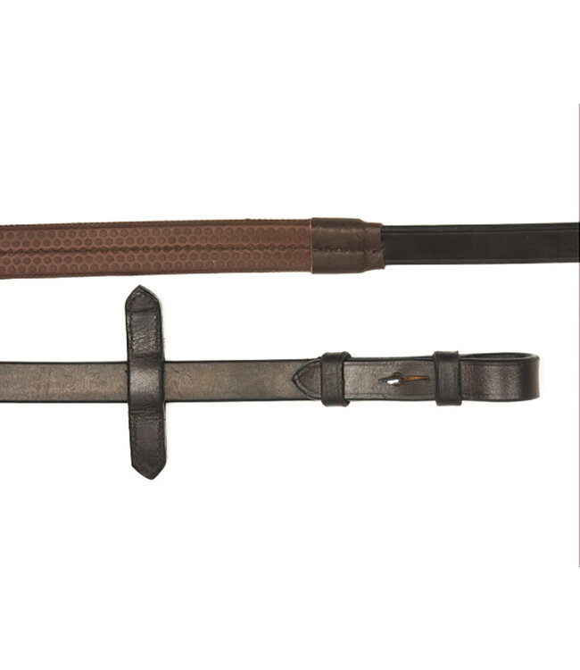 MACKEY CLASSIC LEATHER RUBBER GRIP REINS (STUD) 3/4" - Brown