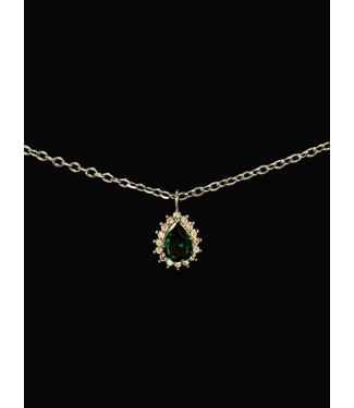 EMERALD TEARDROP NECKLACE -Silver/Gold