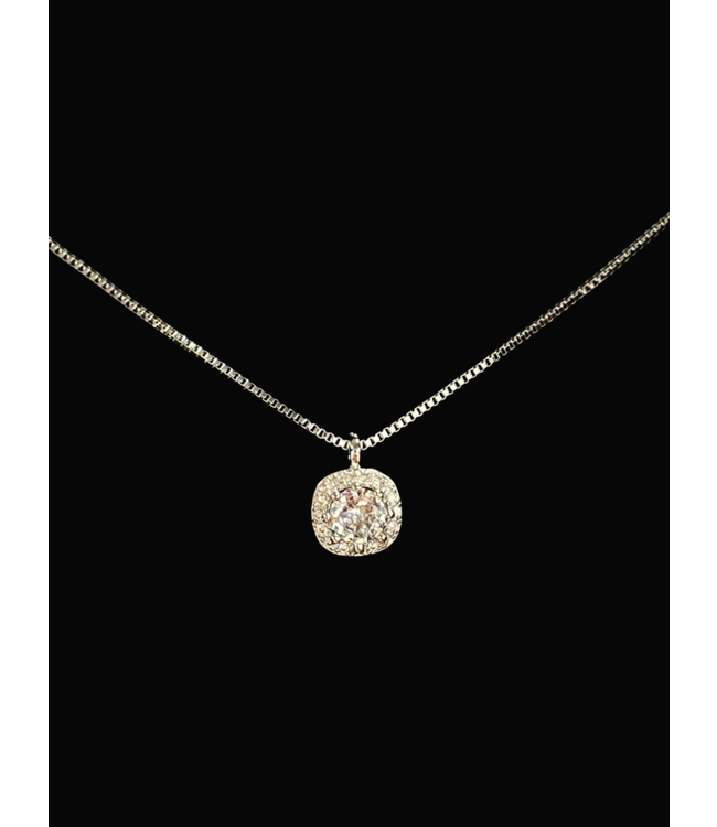 SQUARE MOISSANITE PENDANT - Silver