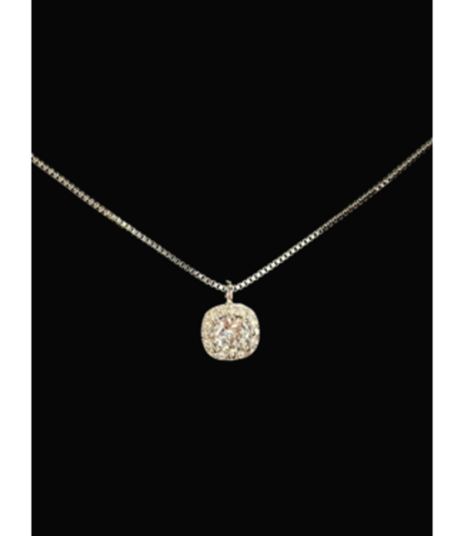 SQUARE MOISSANITE PENDANT - Silver