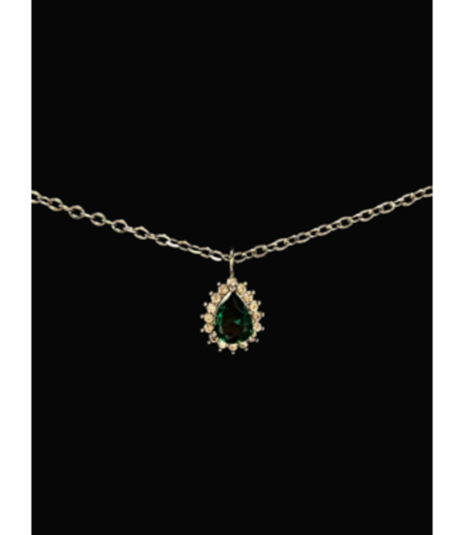 EMERALD TEARDROP NECKLACE -Silver/Gold
