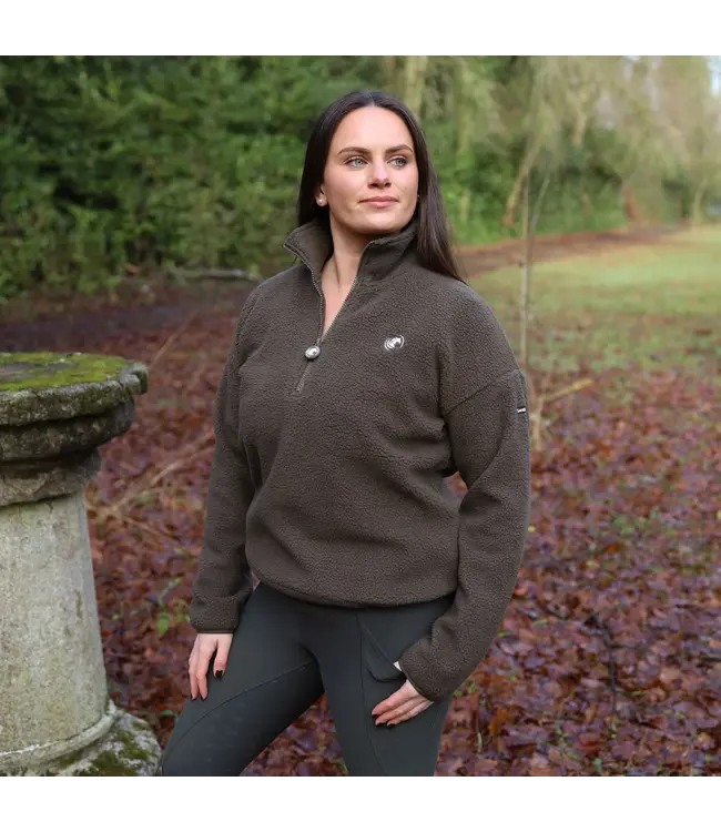 SANDSTORM TEDDY HALF ZIP FLEECE - Olive