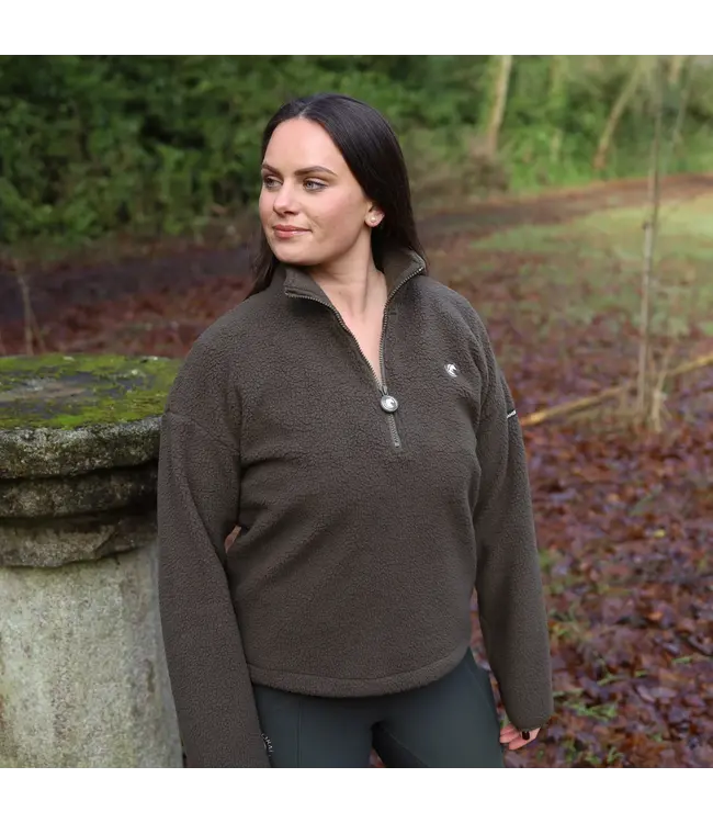 SANDSTORM TEDDY HALF ZIP FLEECE - Olive