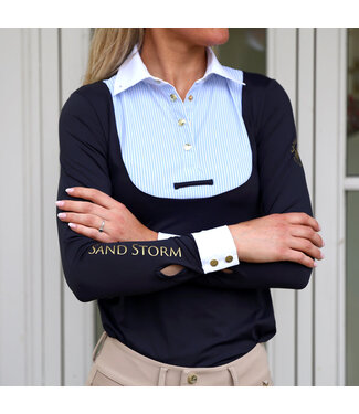 Sandstorm Equestrian SANDSTORM SHOWING SHIRT - Navy, Blue & White Stripe