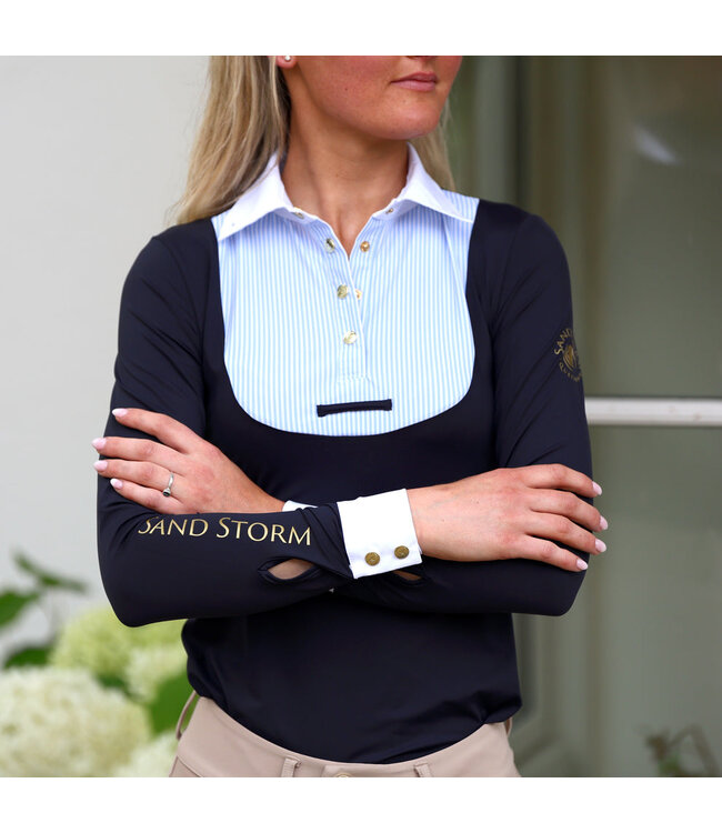 SANDSTORM SHOWING SHIRT - Navy, Blue & White Stripe