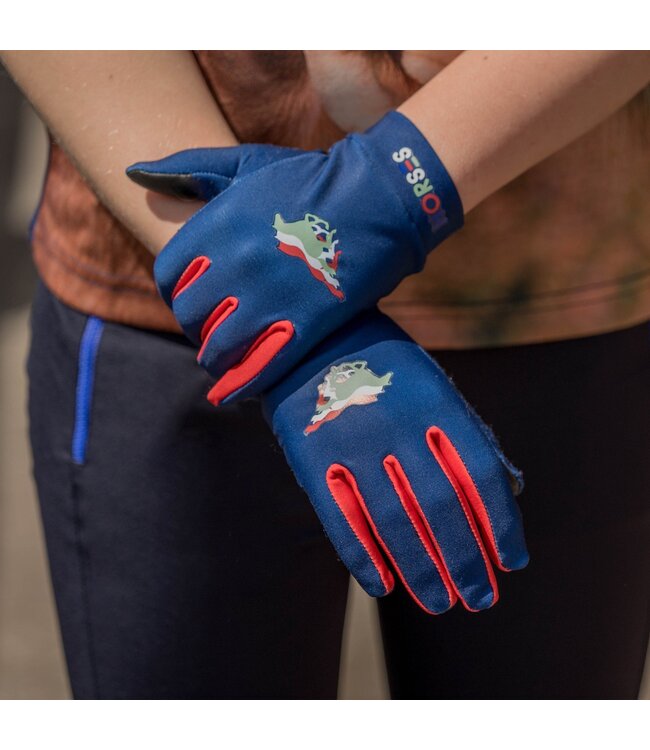 RED HORSE KIDS GLOVES - Blue/Red