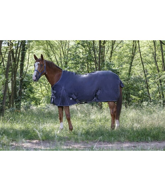 EQUITHÈME 'ESSENTIEL' COTTON SUMMER SHEET - Navy/Grey