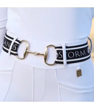 Sandstorm Equestrian SANDSTORM GOLD LOGO SNAFFLE BELT - Black