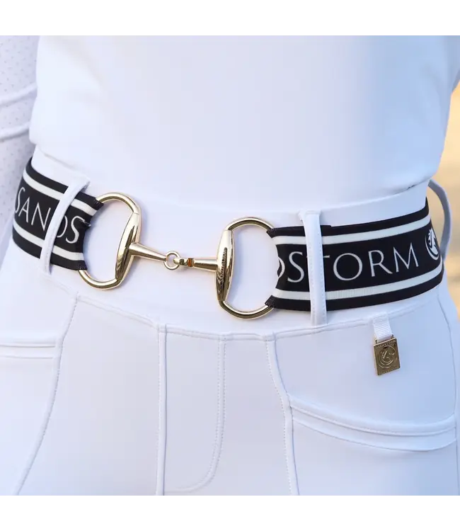 SANDSTORM GOLD LOGO SNAFFLE BELT - Black