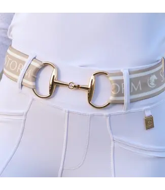 Sandstorm Equestrian SANDSTORM GOLD LOGO SNAFFLE BELT - Beige