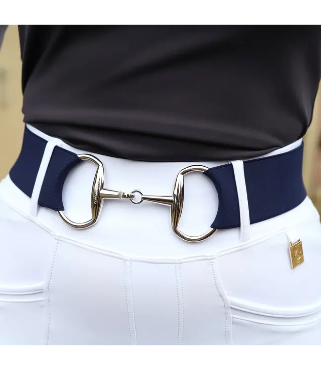 SANDSTORM SILVER SNAFFLE BELT - Navy