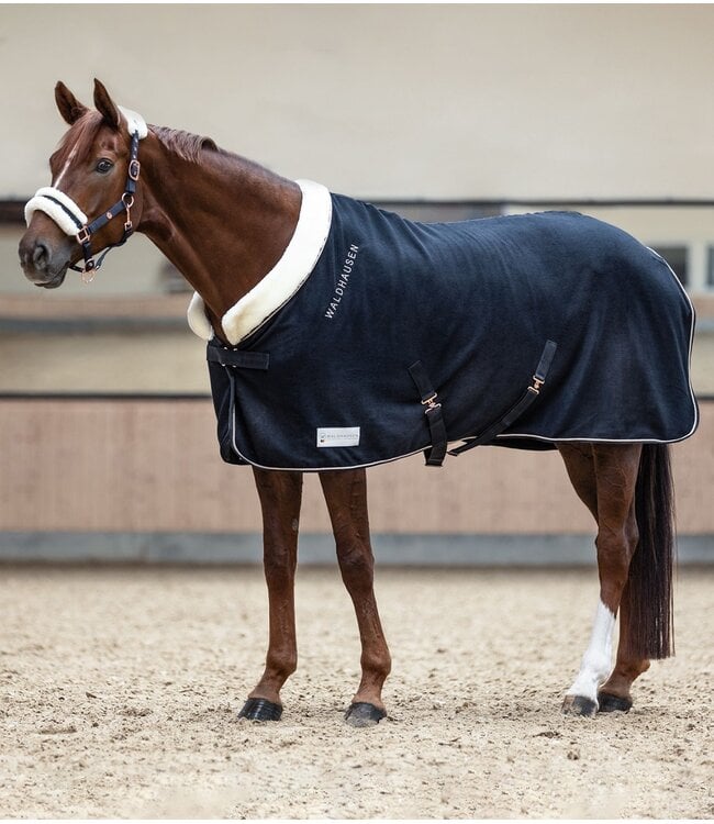 WALDHAUSEN MODERN ROSE FLEECE RUG - Navy