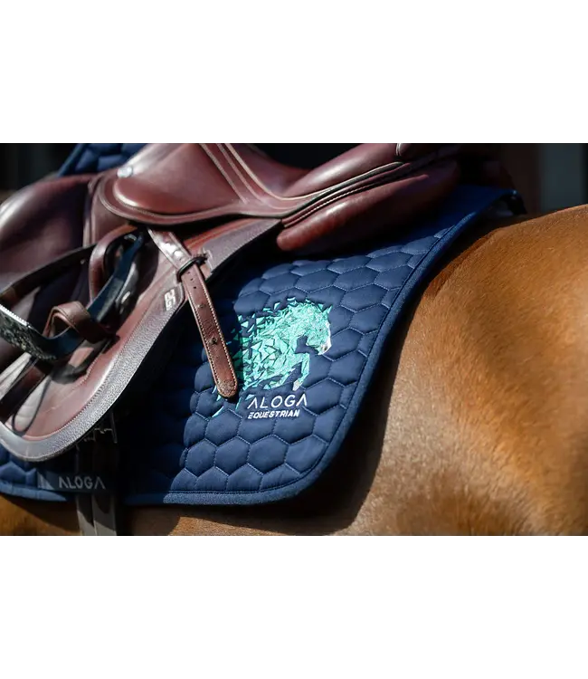 ALOGA JUMPING SADDLE PAD with Logo - Navy & Silver
