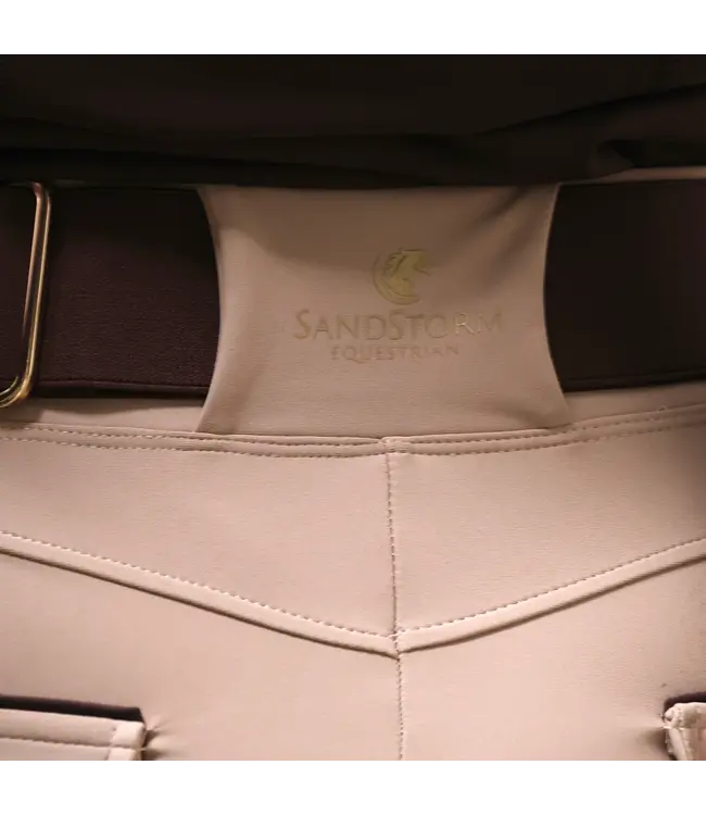 SANDSTORM LUXE PERFORMANCE HYBRID LEGGINGS - Beige/Chocolate Seat